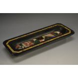 A 19th century pietra dura canted rectangular pen tray,