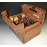 An Edwardian leather gentleman's Gladstone leather travelling case,