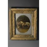 Continental School (19th century) Faithful Friends, Horse and Hound oval, oil,