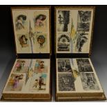 Postcards - Travel - an early 20th century Chinese lacquer postcard album,
