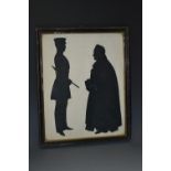 English School, 19th Century, a double-portrait silhouette, full-length, of Michael Tindall,