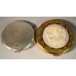 Powder Compacts - an Art Deco silver circular powder compact, engine turned,