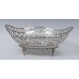 A Dutch Neo-Classical Revival silver boat shaped cake dish, pierced border, beaded rim,