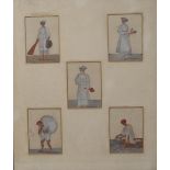 Indian School (19th century) A set of five, Daily Life gouache on mica, each 11.5cm x 8.