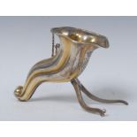 A 19th century silver-gilt fluted cornucopia posy holder,