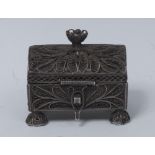 A 19th century Russian silver filigree casket, typically worked with scrolls and stylised leaves,