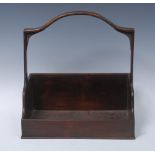 A 19th century hardwood book carrier, possibly teak, arched handle,