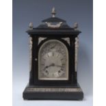 A 19th century silvered metal mounted ebonised bracket clock,