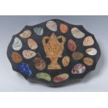 A pietra dura shaped oval desk weight,