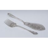 A pair of Victorian silver lily pattern fish servers,
