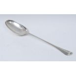 A George I silver Hanoverian pattern basting spoon, rat tail bowl, 32cm long, John Wrenn I,