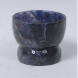 A Blue John type waisted ovoid blue quartz bowl, 6.