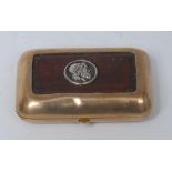 A 19th century gilt metal and mahogany rounded rectangular gentleman's pocket case,