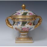 A Derby Warwick Vase Trotter service type ice pail, liner and cover,