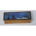 A Japanese enamel and brass rectangular stamp box,