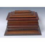 A large 19th century mahogany table box, of staved construction, hinged sarcophagus cover,