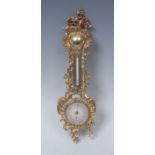 A 19th century French cast silver-gilt aneroid barometer, in Louis XV style, 4.