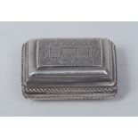 A George IV silver rectangular sarcophagus vinaigrette, engine turned and bright-cut engraved,