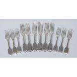 A set of six Fiddle pattern dinner forks, Thomas Wallis (II) & Jonathan Hayne,