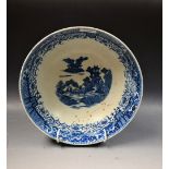 An 18th century Pearlware blue and white bowl,