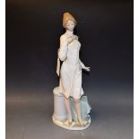 Lladro - figure of a standing nurse checking a thermometer,