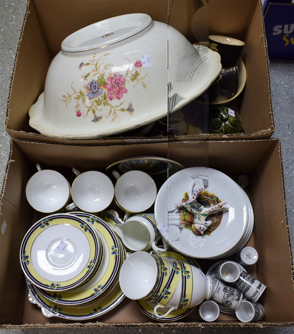 Ceramics - a Tuscan Chine tea set for ten comprising sandwich plate, side plates, cream jug,