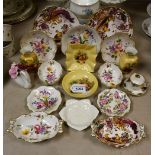 A Royal Crown Derby pin dish, Olde Avesbury, other decorative floral printed ceramics,