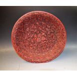 A mid 20th century Republic period red cinnabar lacquered bowl,