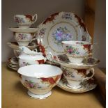 A Royal Albert Canterbury pattern part tea set comprising seven side plates, five cups,