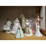 A Royal Worcester figure, Compton and Woodhouse, The Last Waltz; others similar, Coalport The Boy,