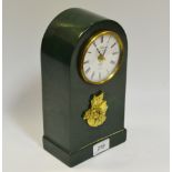 A faux malachite arched mantel clock, in the Russian taste,