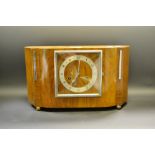 An Art Deco walnut mantel clock, c.