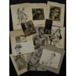 A portfolio of mid-20th century English drawings and preparatory sketches, including portraits,