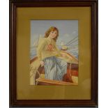 English School (early 20th century) Sailor Girl watercolour,