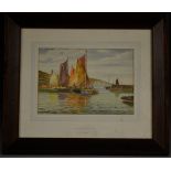 A D Bell (pseudonym of Wilfred Knox 1884 - 1966) Drying Sails signed, dated 1954, watercolour,