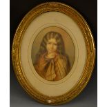 A**Delafontaine (19th century) Portrait of a Young Girl, wearing blanket signed, dated 1871,