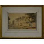 English Naive School (19th century) Village Panorama watercolour, 18.5cm x 30.