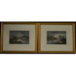 H**B** Hinchcliffe (early 20th centur) A Pair, Scottish Loch in the Moonlight signed, dated 17,