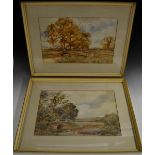 Claude Hayes (1852 - 1922) A Pair, Near Farnham and Near Minstead Hants signed, watercolours,