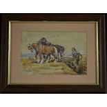 Elizabeth Ploughman at Work signed, dated, watercolour,