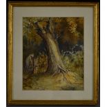 English School (19th century) Into the Woods signed with monogram CE, dated 1871, watercolour,