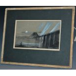 European School (early 20th century) Mountain and Bridge by Moonlight indistinctly signed and