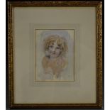 English School (early 20th century) Portrait of a Young Girl signed with monogram EPB?, watercolour,