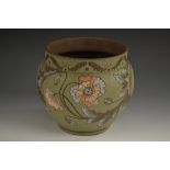 A Langley Mill ovoid jardiniere, scraffito incised with large poppy flowers and scrolling leaves,