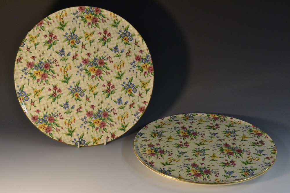 A pair of Royal Winton Grimwades Queen Anne pattern circular cake plates,