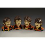 A set of four Peggy Davies Pop Legend character busts, The Beatles, modelled by Ray Noble,