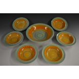 A Shelley Harmony Art Ware dessert set, comprising six bowls and a serving bowl,