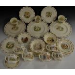 Royal Doulton Bunnykins - each printed with bunnies, in various poses, comprising,