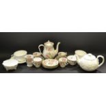 Ceramics - a Staffordshire part coffee service printed with flowers; Wedgewood Countryware teapot,