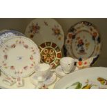 A Royal Crown Derby 1128 pattern side plate; a Posies pattern wavy edge plate; a pepper and salt;